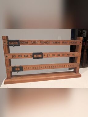 World Market Wooden Perpetual Desk Calendar - Brown